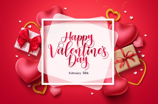 Plantilla de fondo de vector de feliz día de San Valentín Tipografía de saludo de San Valentín en espacio en blanco