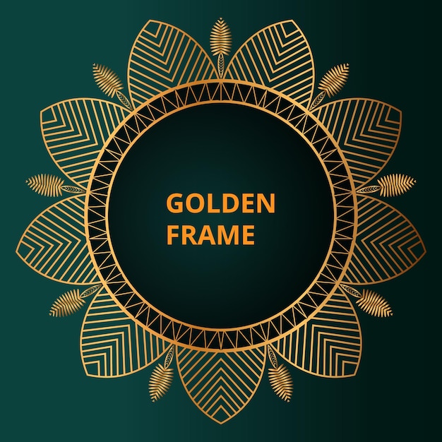 Plantilla de fondo de vector de marco de mandala de color dorado de lujo premium 3