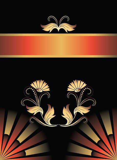 Vector plantilla de fondo vintage con ornamento floral dorado para página de título o tarjeta de felicitación