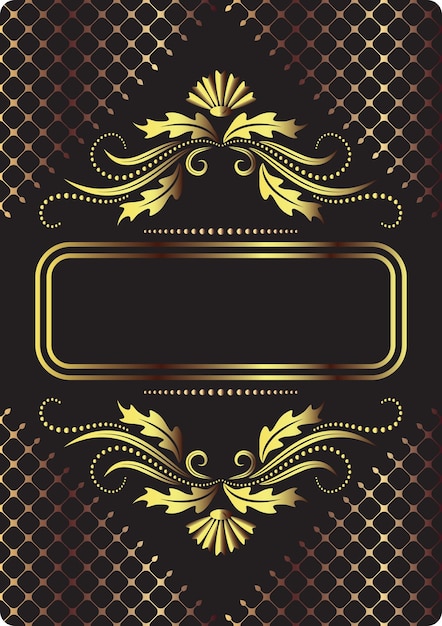 Vector plantilla de fondo vintage con ornamento floral dorado para página de título o tarjeta de felicitación