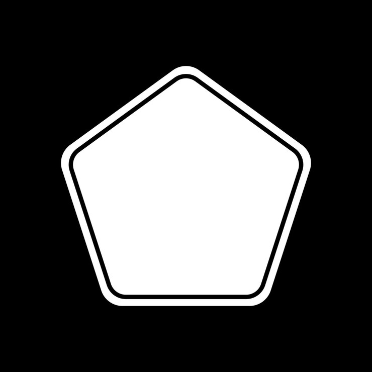 Vector plantilla de forma de contorno del pentágono aislada en fondo negro ilustración vectorial