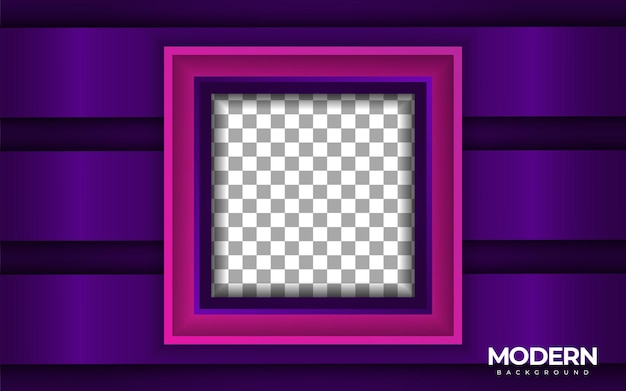 Vector plantilla de forma cuadrada moderna con espacio de imagen y fondo morado