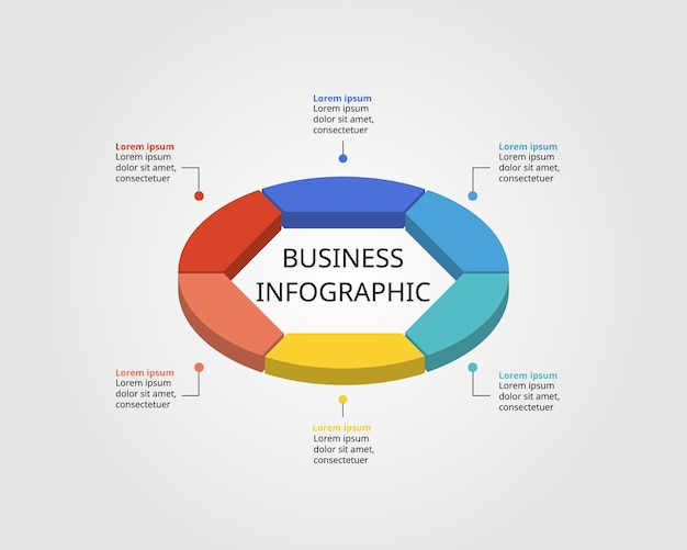 plantilla de forma isométrica hexagonal para infografía empresarial para la presentación de 6 elementos