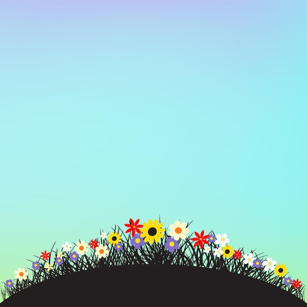 Plantilla de forma redonda de colina de flores