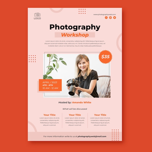 Plantilla de fotografía de diseño plano