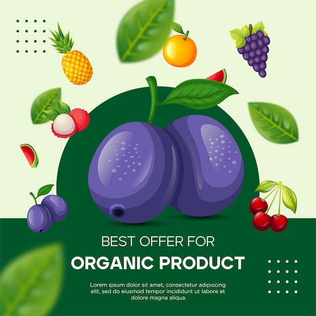 Plantilla de frutas de arándano para publicaciones en las redes sociales