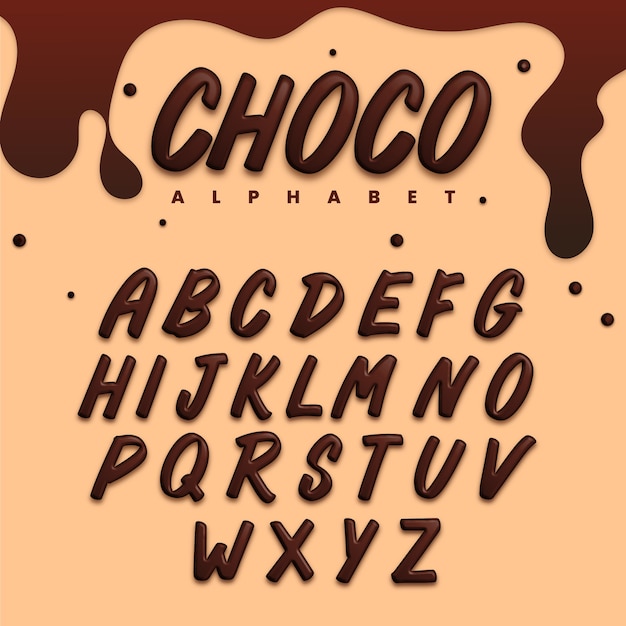 plantilla de fuente de chocolate dibujada a mano