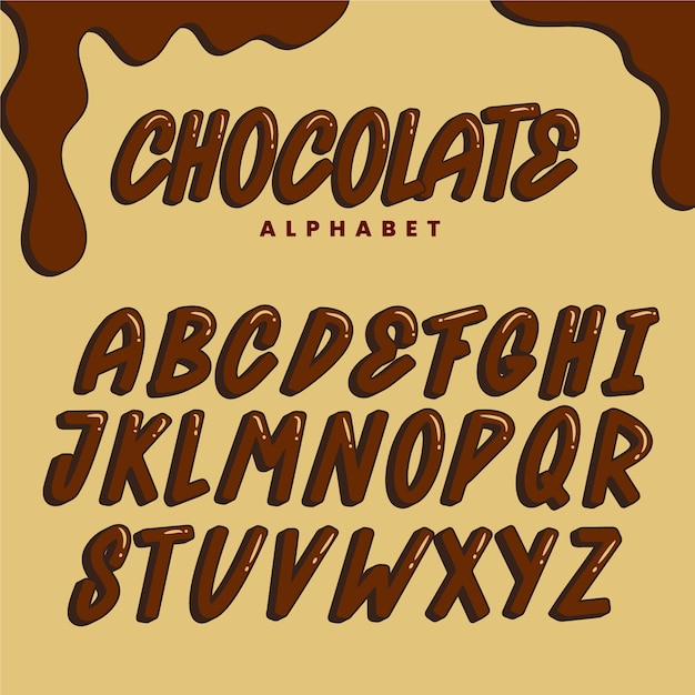 plantilla de fuente de chocolate dibujada a mano