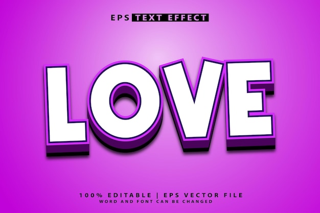 La plantilla de fuente editable de Love con efecto 3D