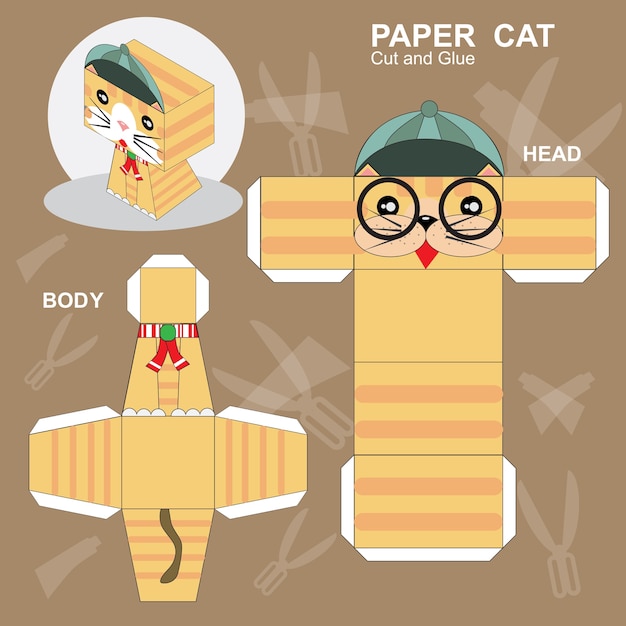 Plantilla de gato de papel