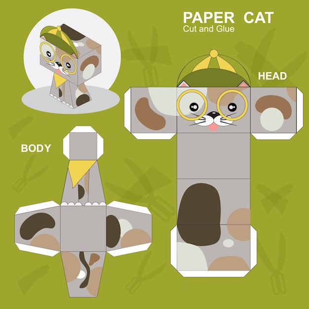 Vector plantilla de gato de papel