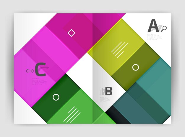 Plantilla geométrica de folleto comercial a4 Diseño vectorial para opciones de número de diagrama de diseño de flujo de trabajo o diseño web