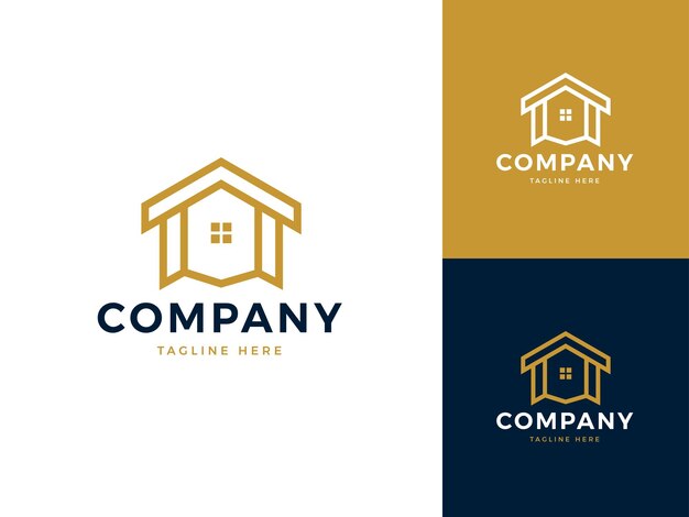 Plantilla geométrica del logotipo del vector del hogar y de las propiedades inmobiliarias