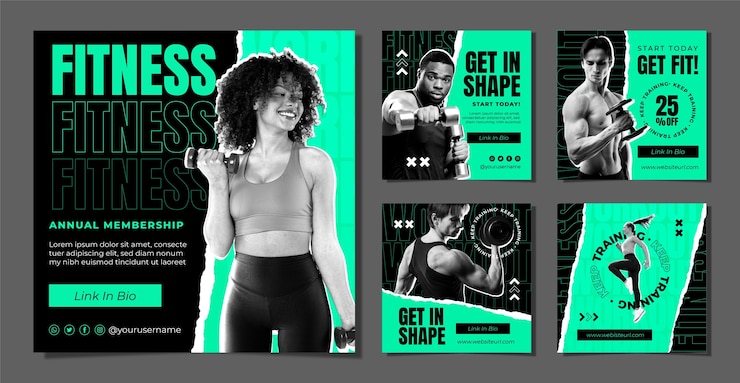 Vector plantilla de gimnasio de publicación de instagram