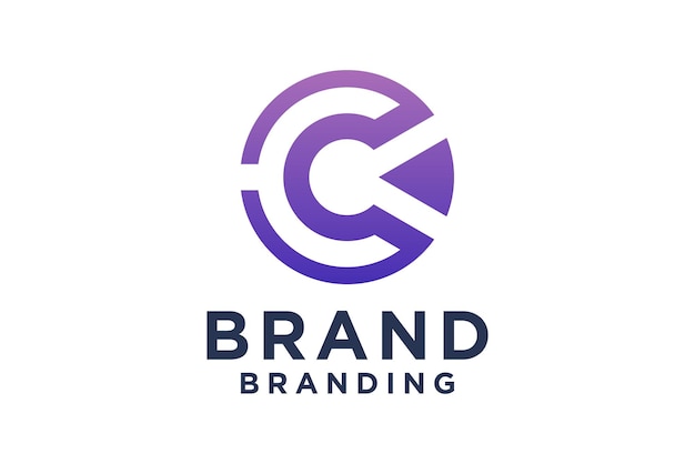 La plantilla de gradiente colorido de la letra C del logotipo