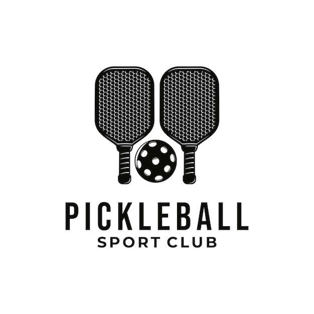 Plantilla gráfica de deporte de pickle ball. ilustración de vector de torneo de juego de club de pickleball.