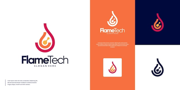 plantilla gráfica de diseño minimalista de logotipo de energía de fuego educación científica