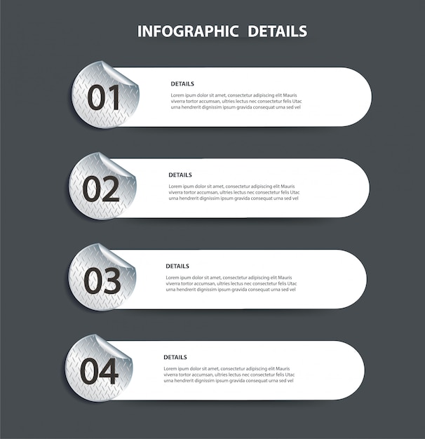 Plantilla gráfica de información de metal de placa con 4 opciones