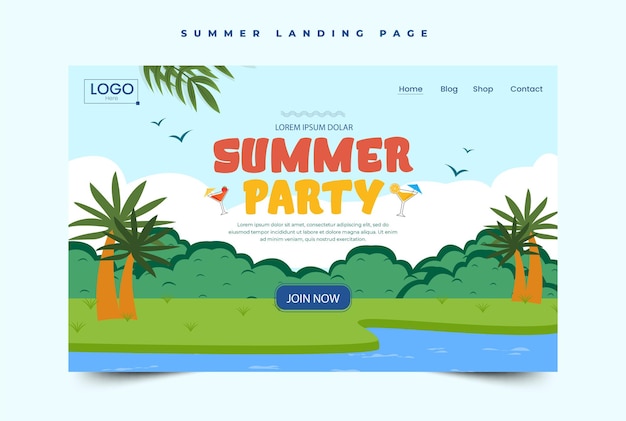 Plantilla gráfica de temporada de fiesta de verano diseño simple y elegante
