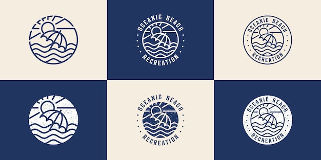 plantilla gráfica vectorial del logotipo de la playa en estilo retro vacaciones de verano relajante viajar