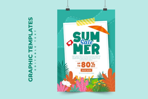 Plantilla gráfica de verano Diseño simple y elegante editable