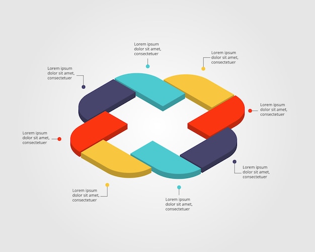 Plantilla de gráfico colorido para infografía para presentación de 8 elementos