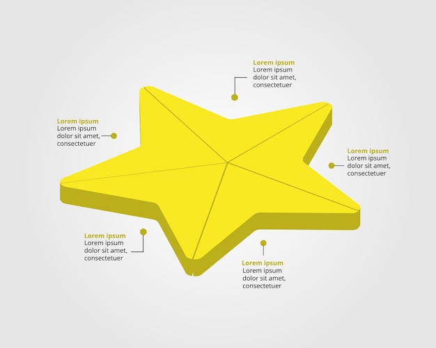 plantilla de gráfico de estrellas para infografía para presentación de 5 elementos