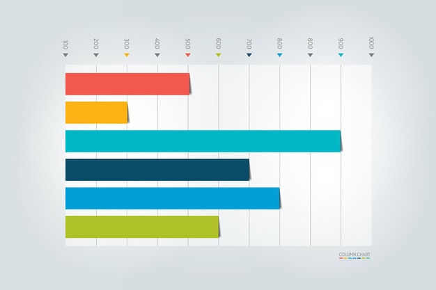 Plantilla de gráfico de gráfico de columnas para infografías