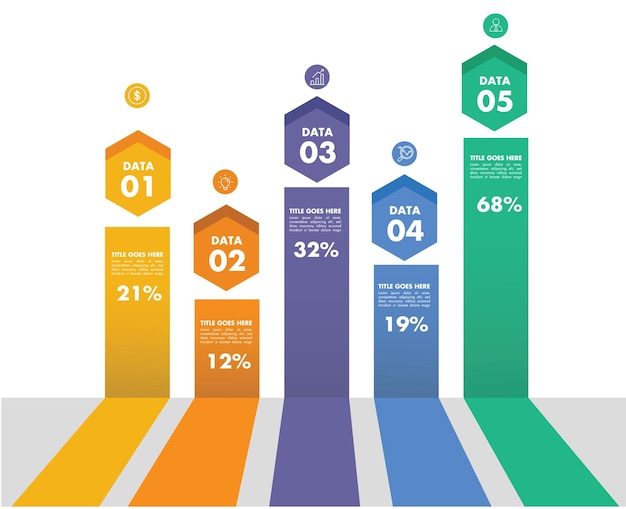 plantilla de gráfico infográfico pestañas verticales diseño de geometría