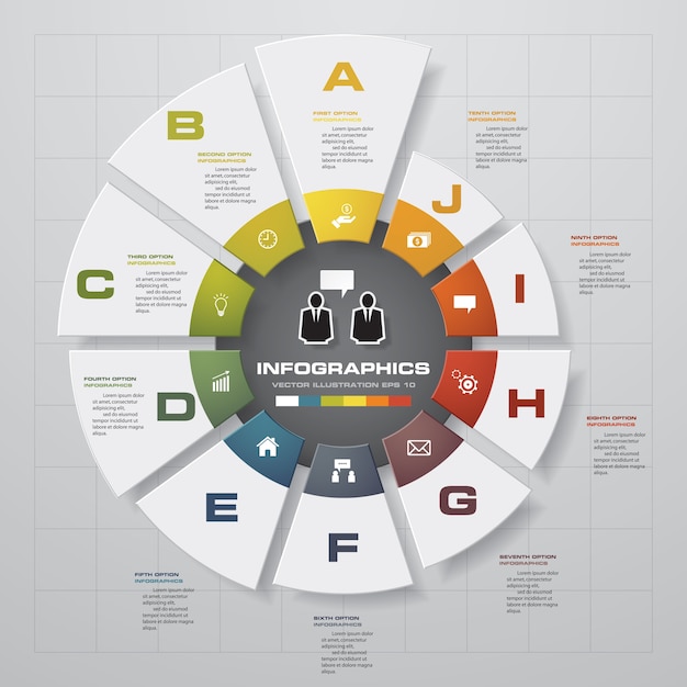 Plantilla de gráfico infografics de 10 pasos.