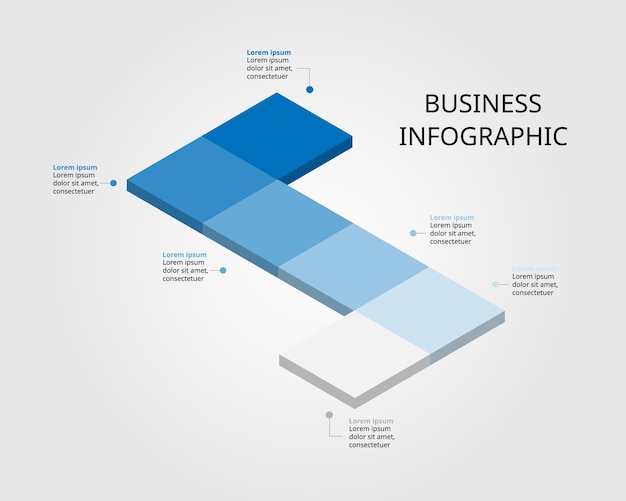 Vector plantilla de gráfico de línea de tiempo cuadrada para infografía para presentación para 6 elementos