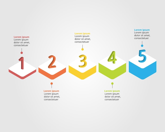 plantilla de gráfico de pasos de línea de tiempo para infografía para presentación de 5 elementos