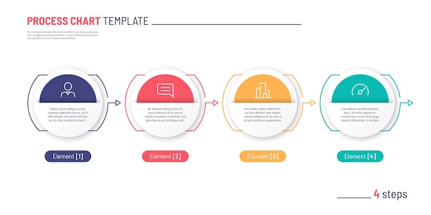 Plantilla de gráfico de proceso de infografía vectorial cuatro pasos
