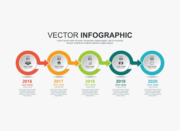 Plantilla de gráfico de proceso de línea de tiempo de elementos infográficos