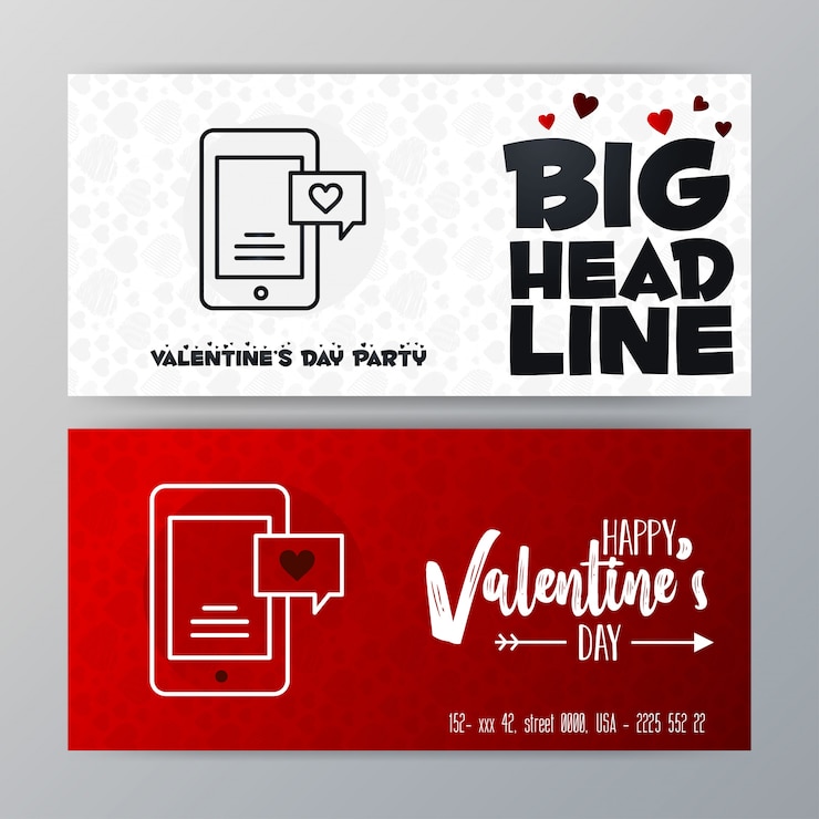 Vector plantilla de gran banner de día de san valentín. fondo rojo