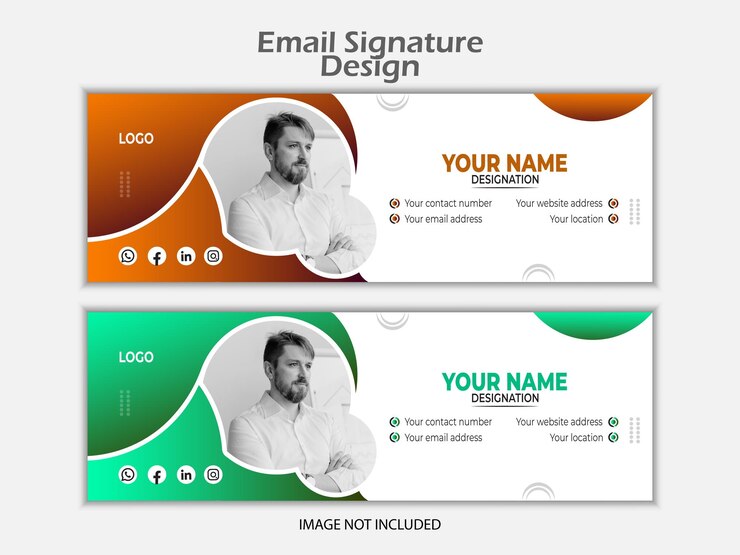 Plantilla gratuita de tarjeta de firma de correo electrónico corporativo vectorial con perfil comercial