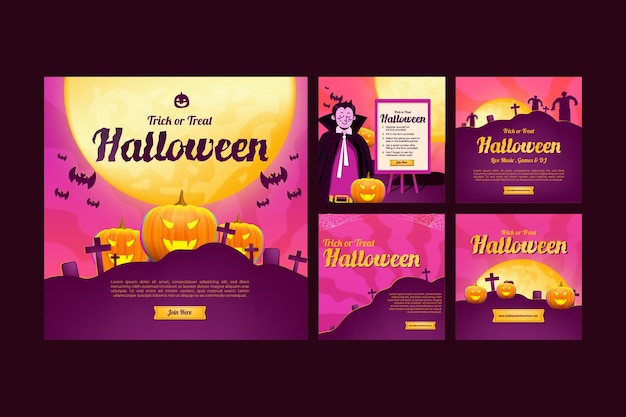 Vector plantilla de halloween en las redes sociales publicar historias de banners