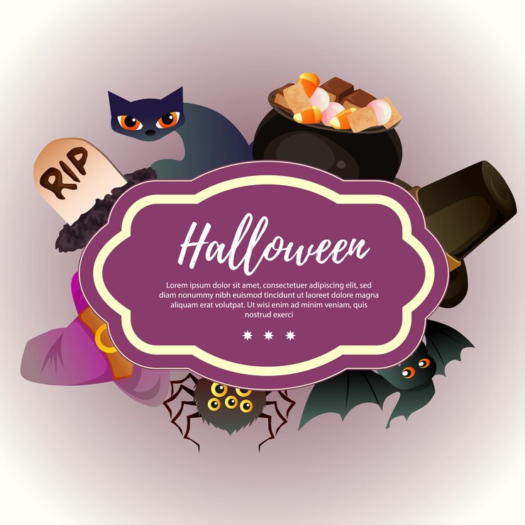 Plantilla, helloween, con, murciélago, sombrero, araña