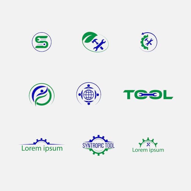 Plantilla de herramientas de construcción plana y colección de iconos de herramientas