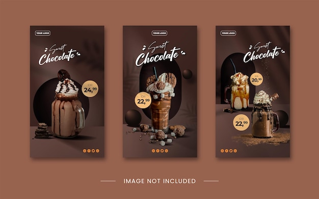 Vector plantilla de historia de instagram de choco drink