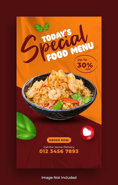 Plantilla de historia de instagram de comida