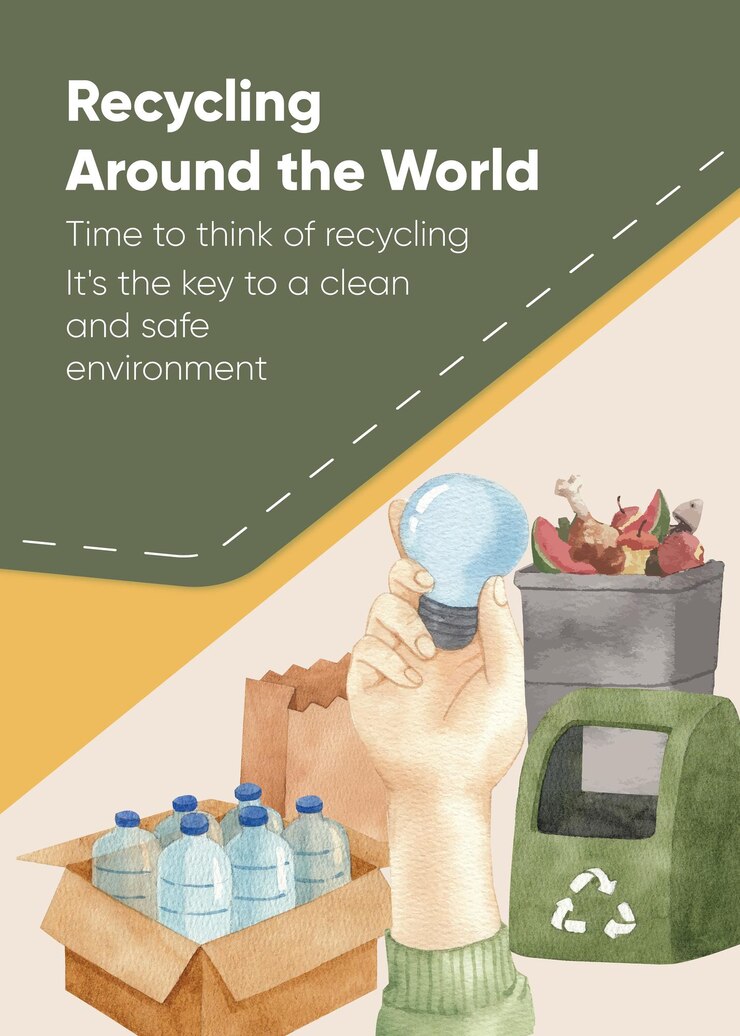 Plantilla de historia de instagram con estilo de acuarela de concepto de reciclaje global