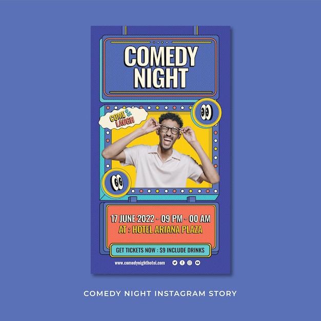 Plantilla de historia de instagram de noche de comedia