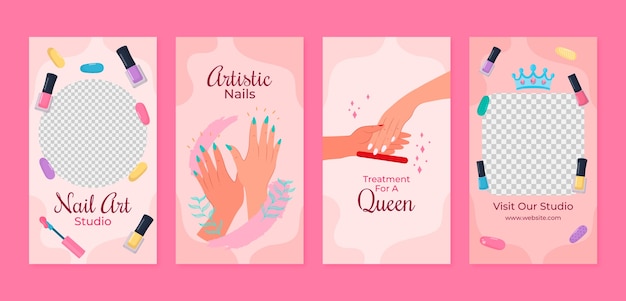 Plantilla de historia de manicura dibujada a mano para Instagram