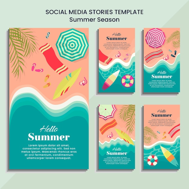 Plantilla de historia de redes sociales de vacaciones y vacaciones de temporada de verano