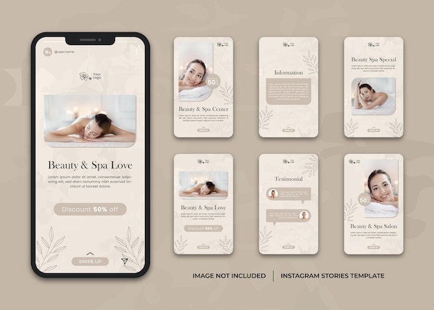 Vector plantilla de historias de instagram de belleza y spa