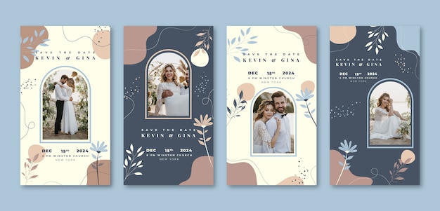 Vector plantilla de historias de instagram de celebración de bodas