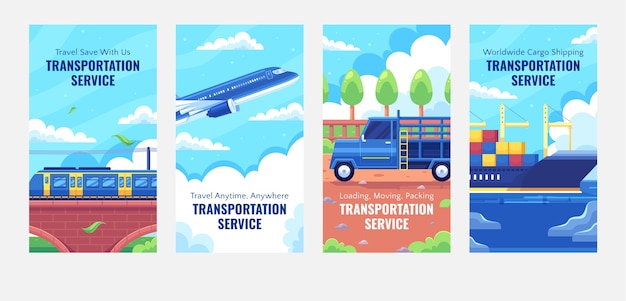 Plantilla de historias de instagram de concepto de transporte