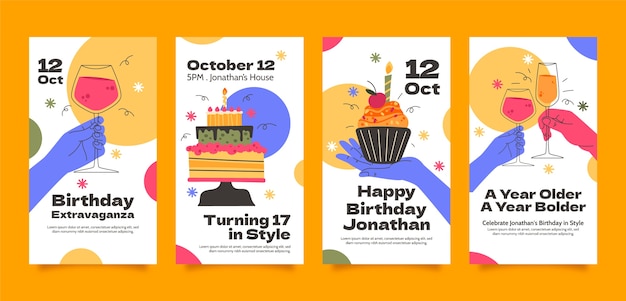 Plantilla de historias de instagram de cumpleaños