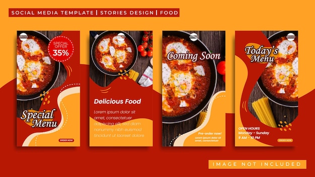 Plantilla de historias de Instagram de diseño de menú de comida o restaurante